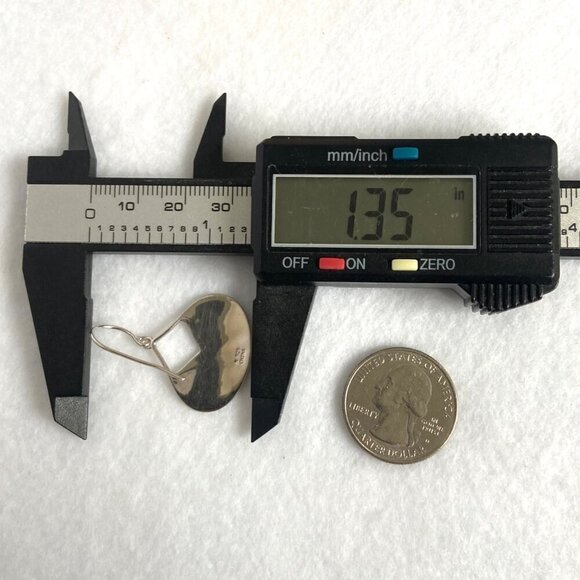 Sterling Silver 925 Teardrop Disc Hammered Dangle Drop Earrings - Picture 13 of 16